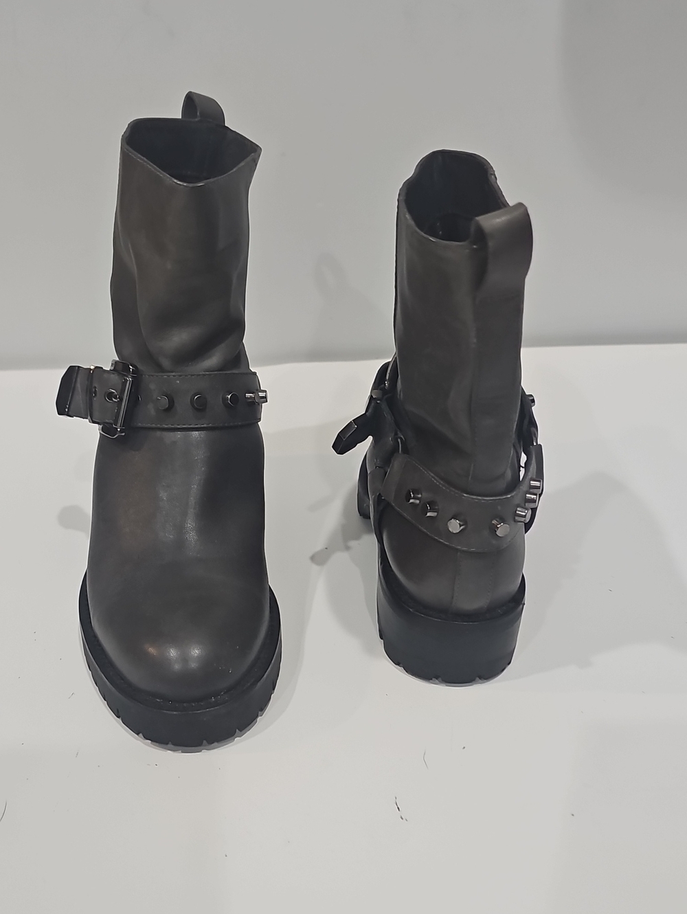 DKNYC Black Studded Harness Combat Boots